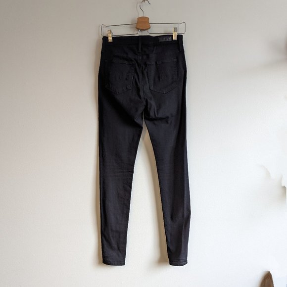 AG Jeans Farrah High-Rise Skinny Jean, solid black, sz 25R - Picture 5 of 9